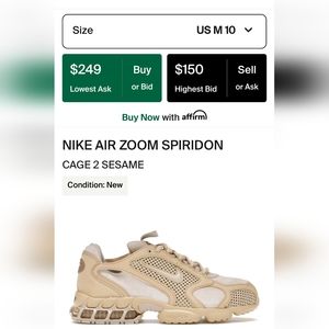 Nike Air Zoom Spiridon Cage 2 'Sesame Oatmeal' Sesame/Oatmeal/Black- 10(M)
